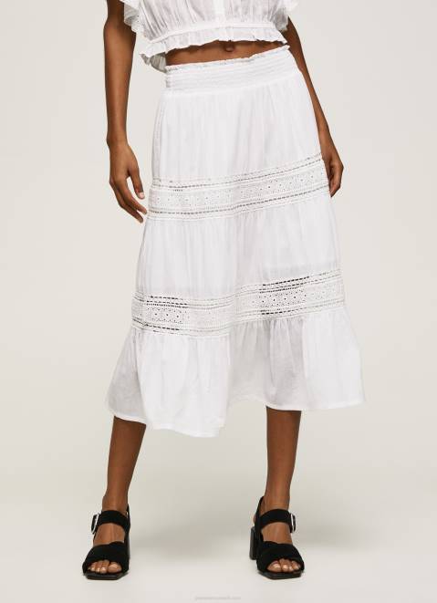 Pepe Jeans Laced Skirt Women White Z22X487