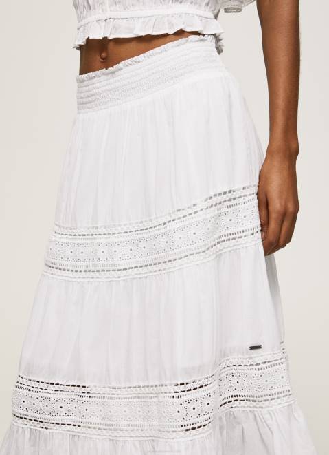 Pepe Jeans Laced Skirt Women White Z22X487