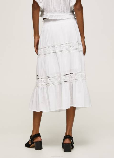 Pepe Jeans Laced Skirt Women White Z22X487