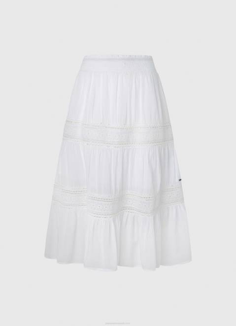 Pepe Jeans Laced Skirt Women White Z22X487
