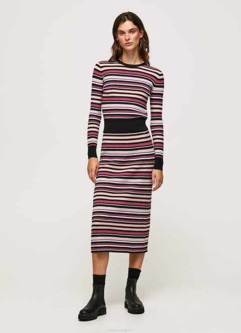 Pepe Jeans Ribbed Midi Skirt Women Multi Z22X501