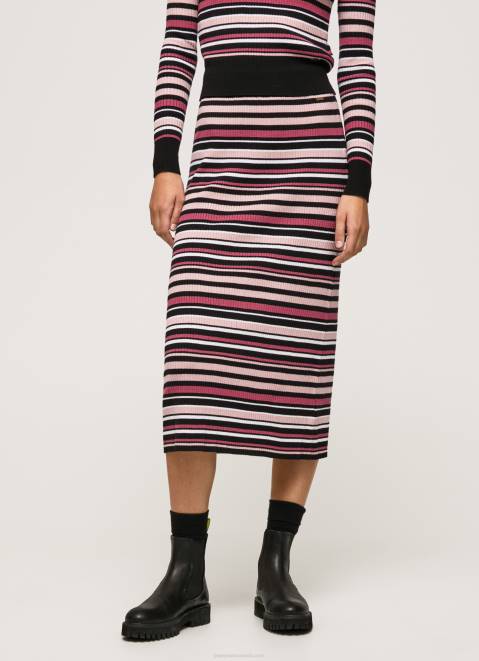 Pepe Jeans Ribbed Midi Skirt Women Multi Z22X501