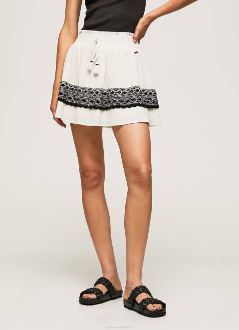 Pepe Jeans Skirt With Crochet Details Women Mousse Z22X480