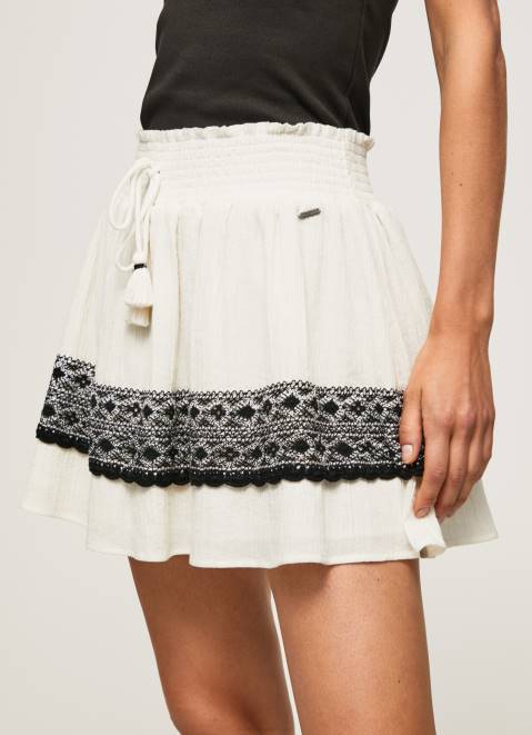 Pepe Jeans Skirt With Crochet Details Women Mousse Z22X480