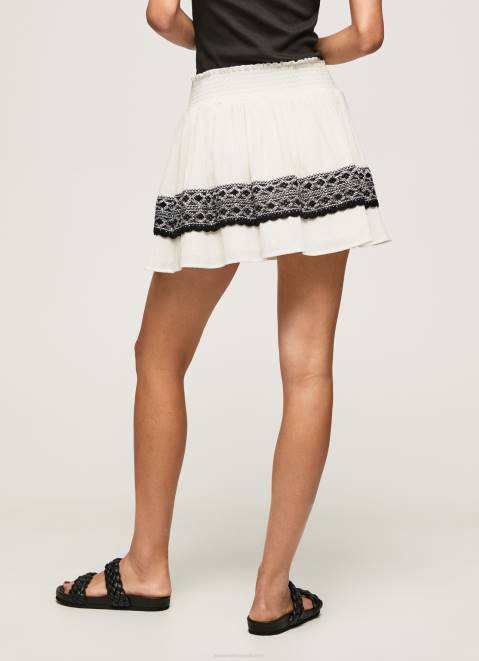 Pepe Jeans Skirt With Crochet Details Women Mousse Z22X480