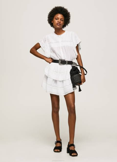 Pepe Jeans Skirt With Lace Details Women White Z22X488