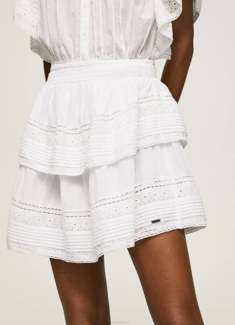 Pepe Jeans Skirt With Lace Details Women White Z22X488