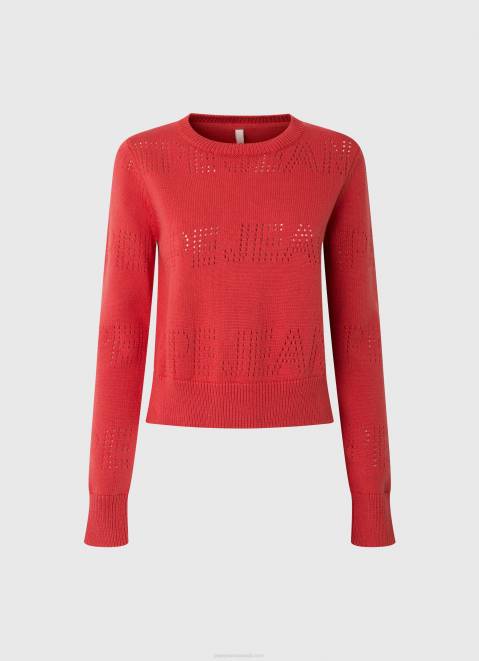 Pepe Jeans Cotton Jersey With Openwork Details Women Studio Red Z22X259