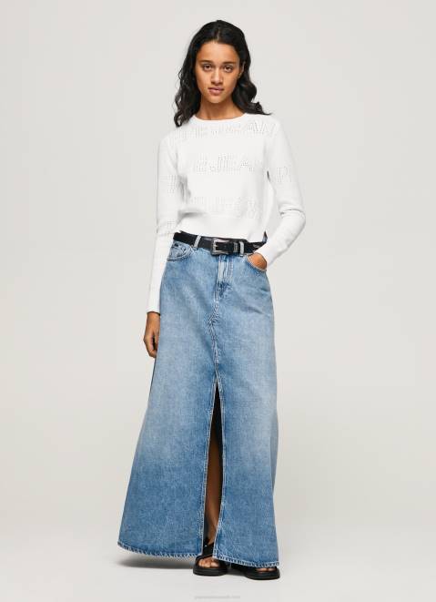 Pepe Jeans Cotton Jersey With Openwork Details Women White Z22X260