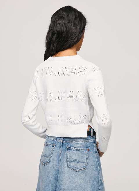 Pepe Jeans Cotton Jersey With Openwork Details Women White Z22X260