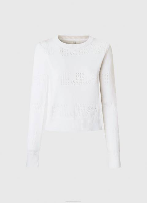 Pepe Jeans Cotton Jersey With Openwork Details Women White Z22X260