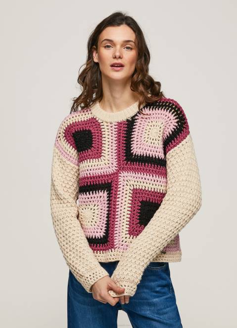 Pepe Jeans Crochet Perkins Neck Jersey Women Buff Z22X246