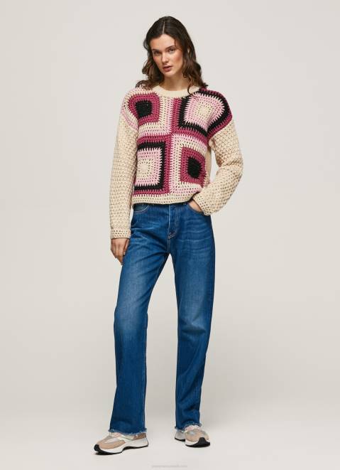 Pepe Jeans Crochet Perkins Neck Jersey Women Buff Z22X246
