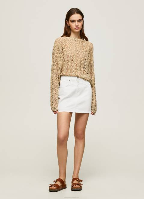 Pepe Jeans Cropped Knit Openwork Cardigan Women Stone Z22X233