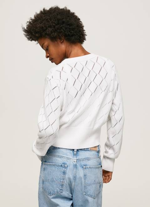 Pepe Jeans Embroidered Flower Cotton Cardigan Women White Z22X231