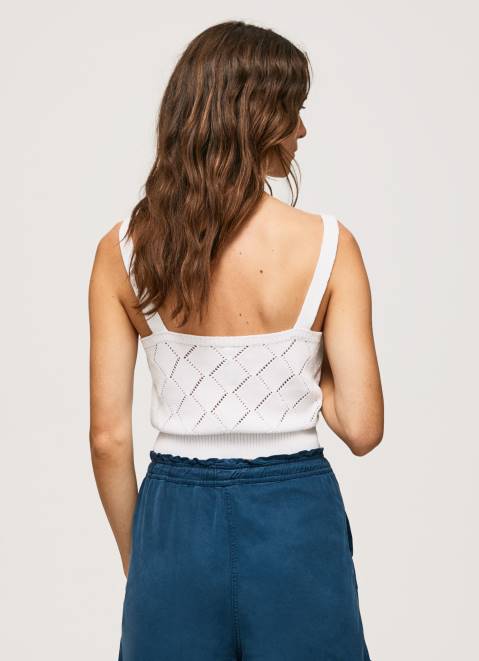 Pepe Jeans Embroidered Flower Cotton Top Women White Z22X232