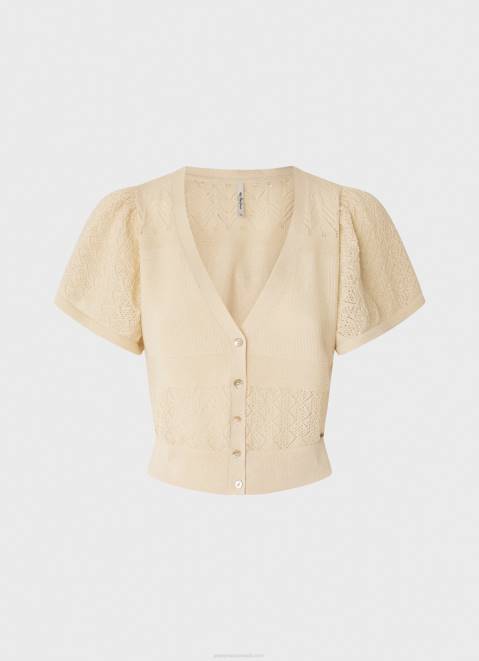 Pepe Jeans Fine Knit Openwork Cardigan Women Buttermilk Z22X265