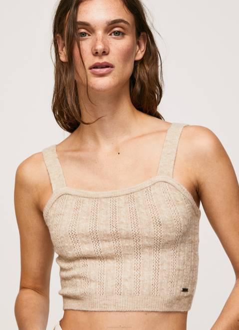Pepe Jeans Knit Straps Top Women Buff Z22X242