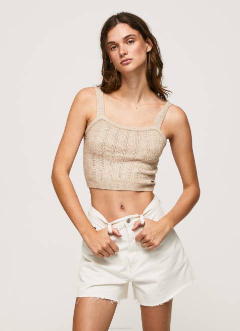 Pepe Jeans Knit Straps Top Women Buff Z22X242