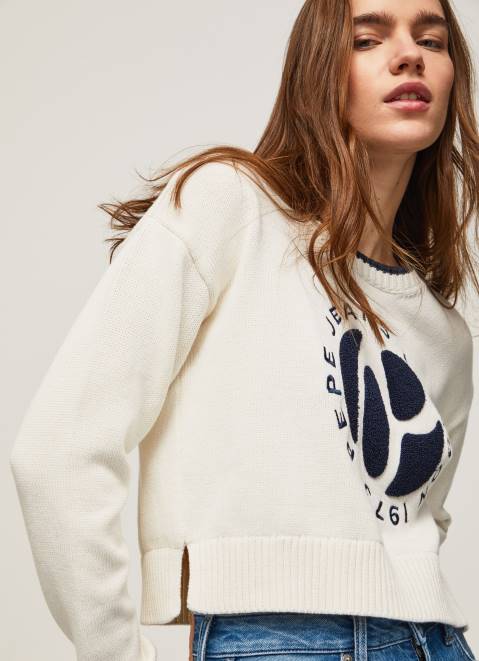 Pepe Jeans Logo Print Cotton Jersey Women White Z22X253