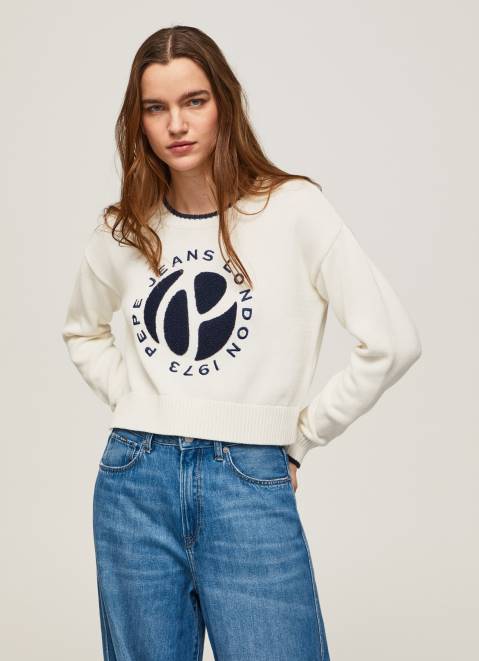 Pepe Jeans Logo Print Cotton Jersey Women White Z22X253