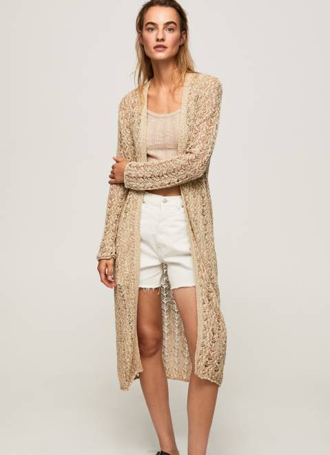 Pepe Jeans Long Openwork Cardigan Women Stone Z22X234