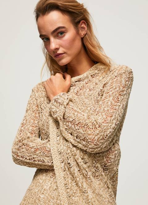 Pepe Jeans Long Openwork Cardigan Women Stone Z22X234
