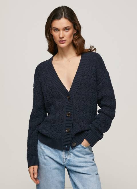 Pepe Jeans Openwork Cardigan With V Neckline Women Dulwich Z22X239