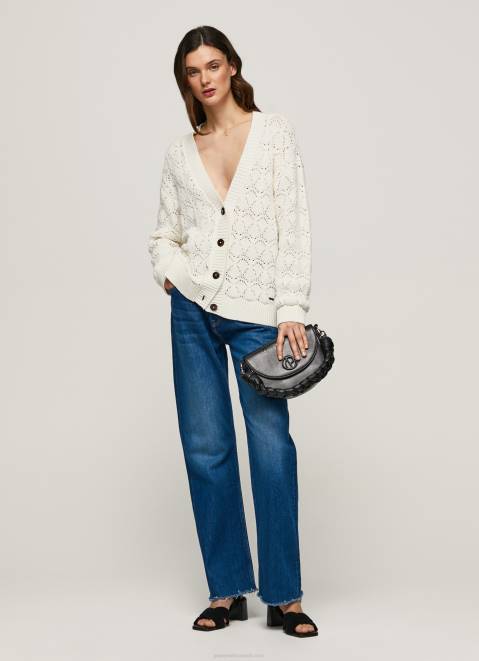 Pepe Jeans Openwork Cardigan With V Neckline Women Mousse Z22X230