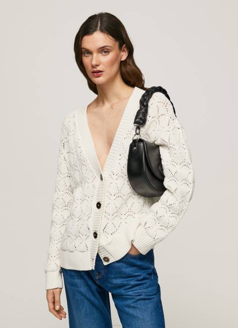 Pepe Jeans Openwork Cardigan With V Neckline Women Mousse Z22X230