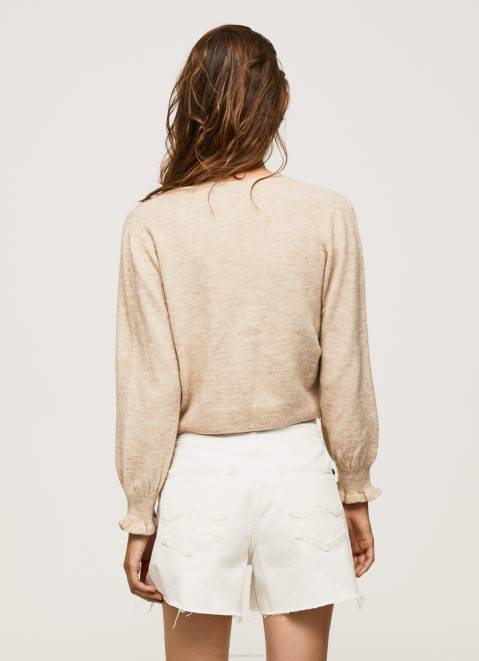 Pepe Jeans Openwork Round Neck Jersey Women Buff Z22X244