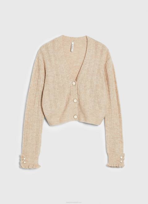 Pepe Jeans Openwork V Neck Cardigan Women Buff Z22X243