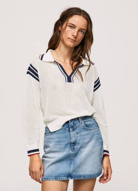 Pepe Jeans Polo Style Crepe Jersey Women White Z22X250
