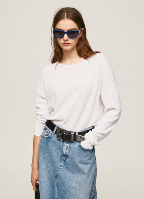 Pepe Jeans Relaxed Fit Boat Neck Jersey Women White Z22X256