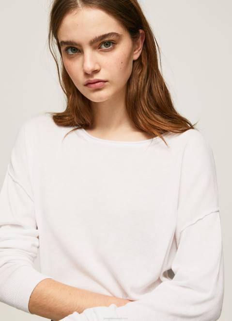 Pepe Jeans Relaxed Fit Boat Neck Jersey Women White Z22X256