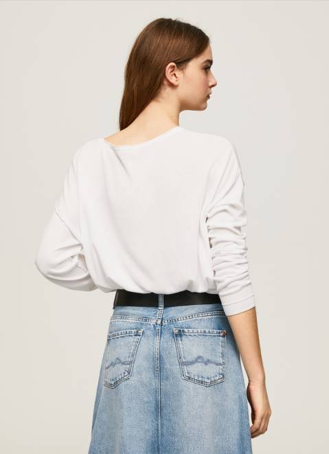 Pepe Jeans Relaxed Fit Boat Neck Jersey Women White Z22X256