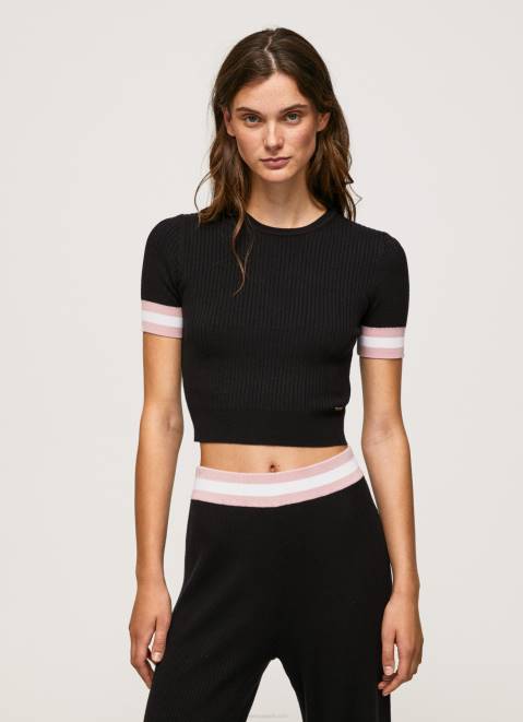 Pepe Jeans Short Sleeved Round Neck Top Women Black Z22X263