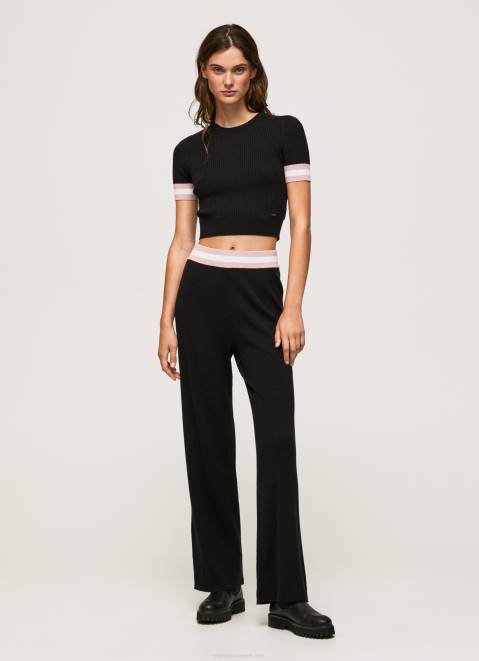Pepe Jeans Short Sleeved Round Neck Top Women Black Z22X263