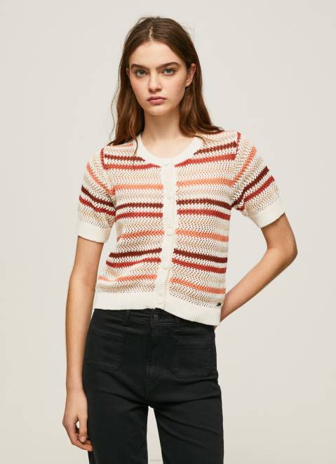 Pepe Jeans Striped Print Cotton Cardigan Women Multi Z22X235
