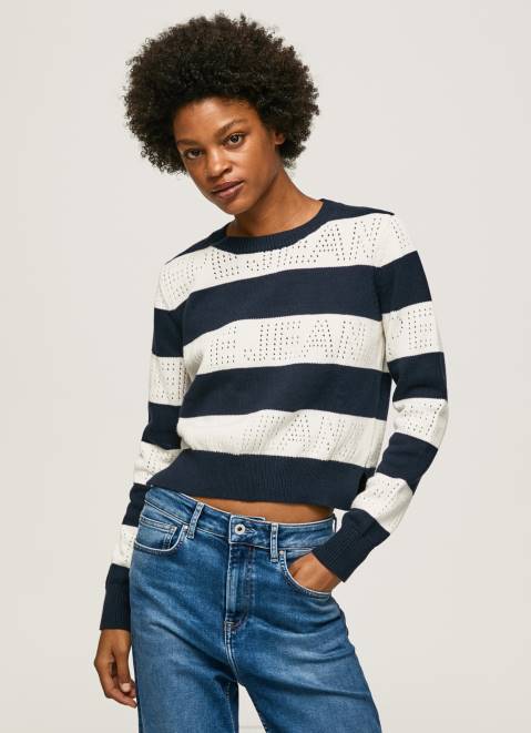 Pepe Jeans Striped Print Cotton Jersey Women Dulwich Z22X255