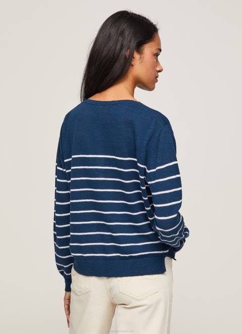 Pepe Jeans Striped Print Cotton Jersey Women Ocean Z22X237