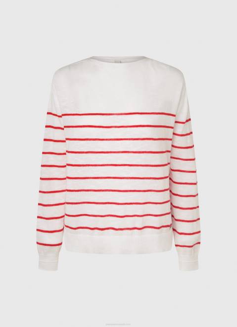 Pepe Jeans Striped Print Cotton Jersey Women White Z22X238