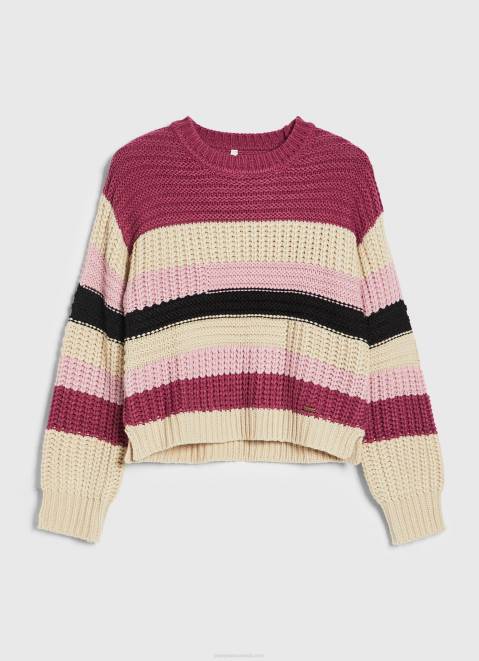 Pepe Jeans Striped Round Neck Jersey Women Dark Blush Z22X262