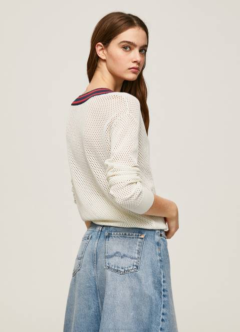 Pepe Jeans V-Neck Crepe Jersey Women White Z22X228