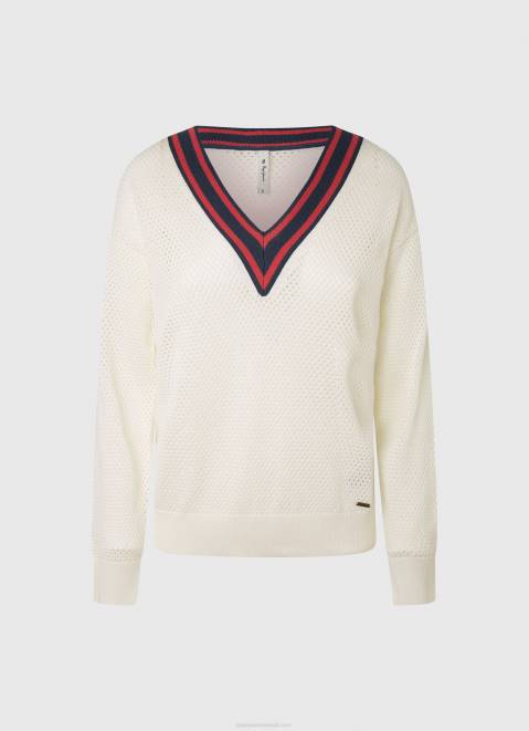 Pepe Jeans V-Neck Crepe Jersey Women White Z22X228
