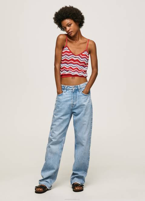Pepe Jeans Zig-Zag Print Top Women Studio Red Z22X226
