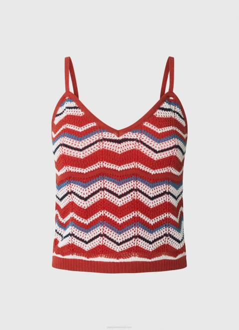 Pepe Jeans Zig-Zag Print Top Women Studio Red Z22X226