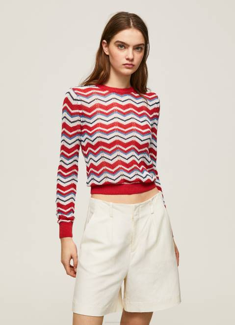 Pepe Jeans Zig-Zag Regular Fit Jersey Women Studio Red Z22X227