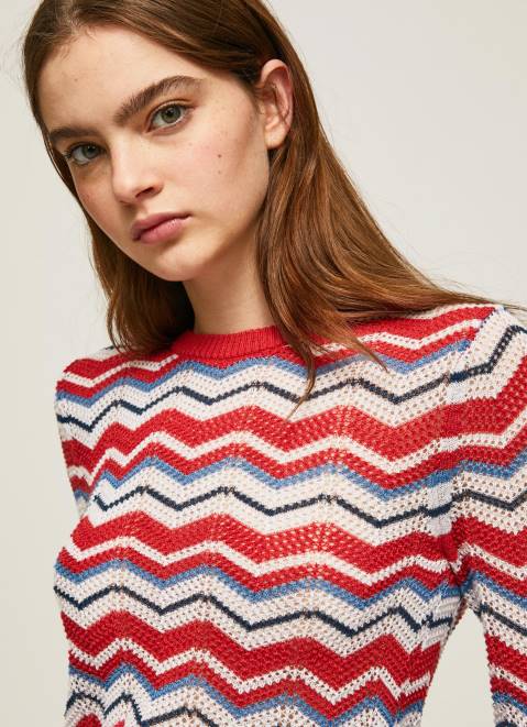 Pepe Jeans Zig-Zag Regular Fit Jersey Women Studio Red Z22X227