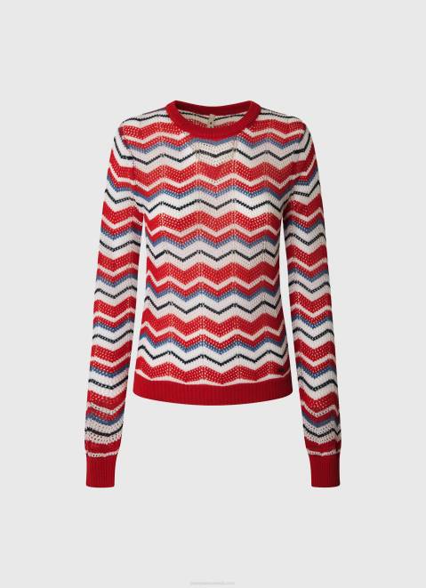 Pepe Jeans Zig-Zag Regular Fit Jersey Women Studio Red Z22X227